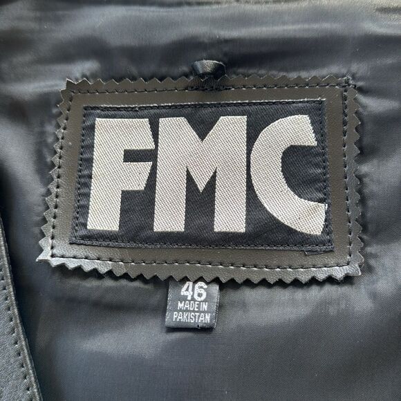 FMC Vest Men’s Size 46 Black Leather Biker Motorcycle Riding Grunge NWOT - Picture 12 of 12